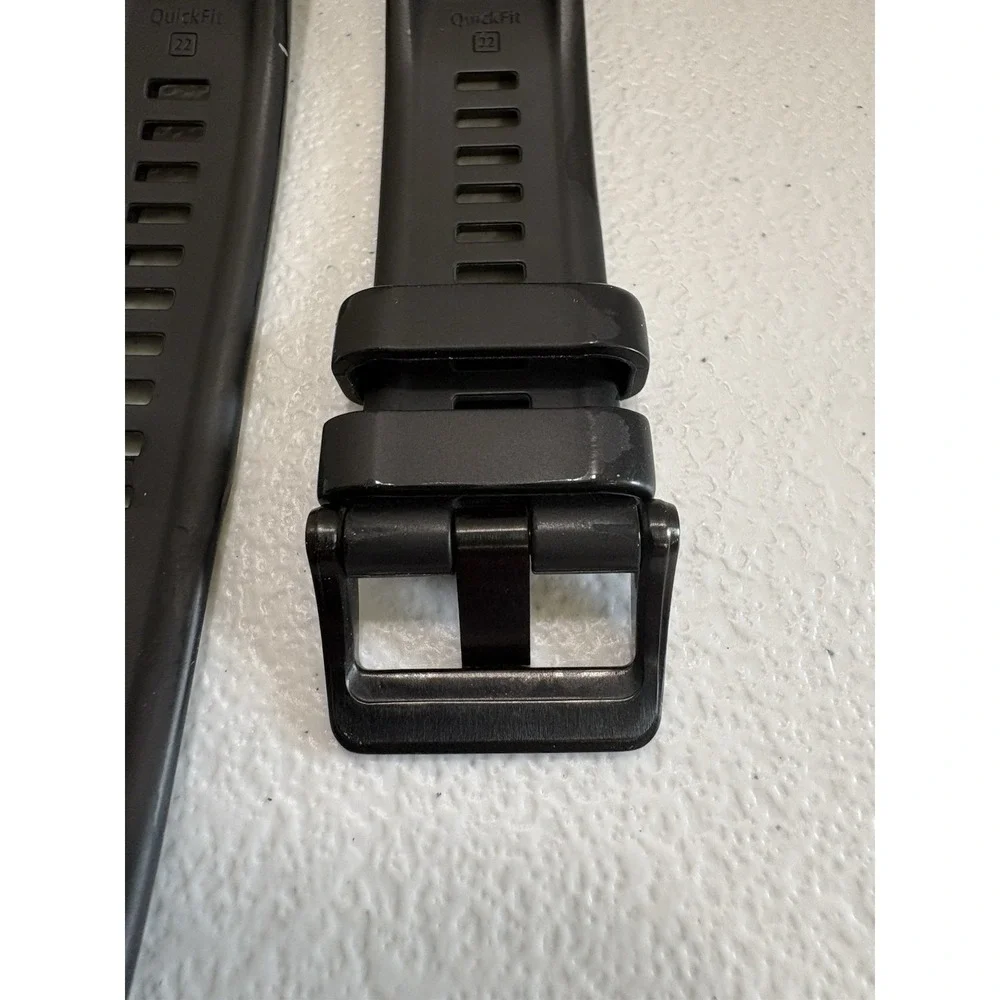 Garmin Original Quickfit 22 Black Watch Band Silicone Strap With Loops OEM